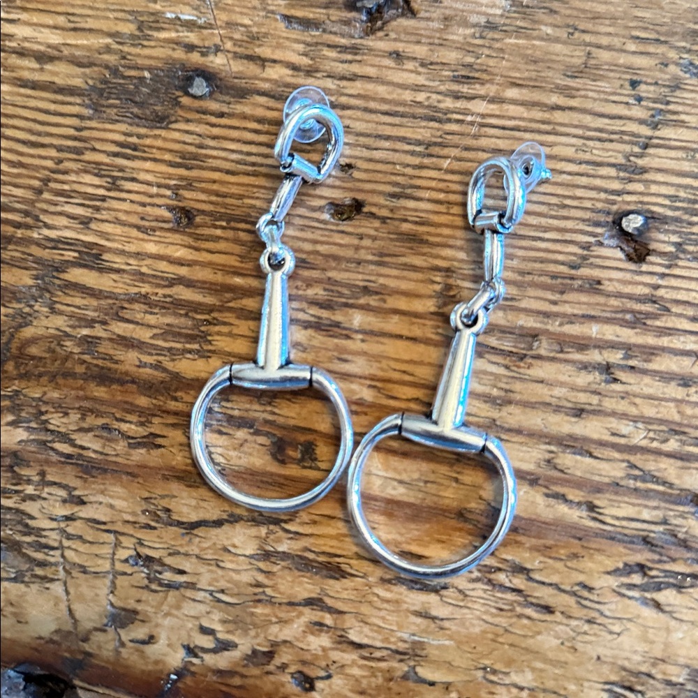 Silver Equestrian-Inspired Earrings horse bit. - Picture 2 of 3